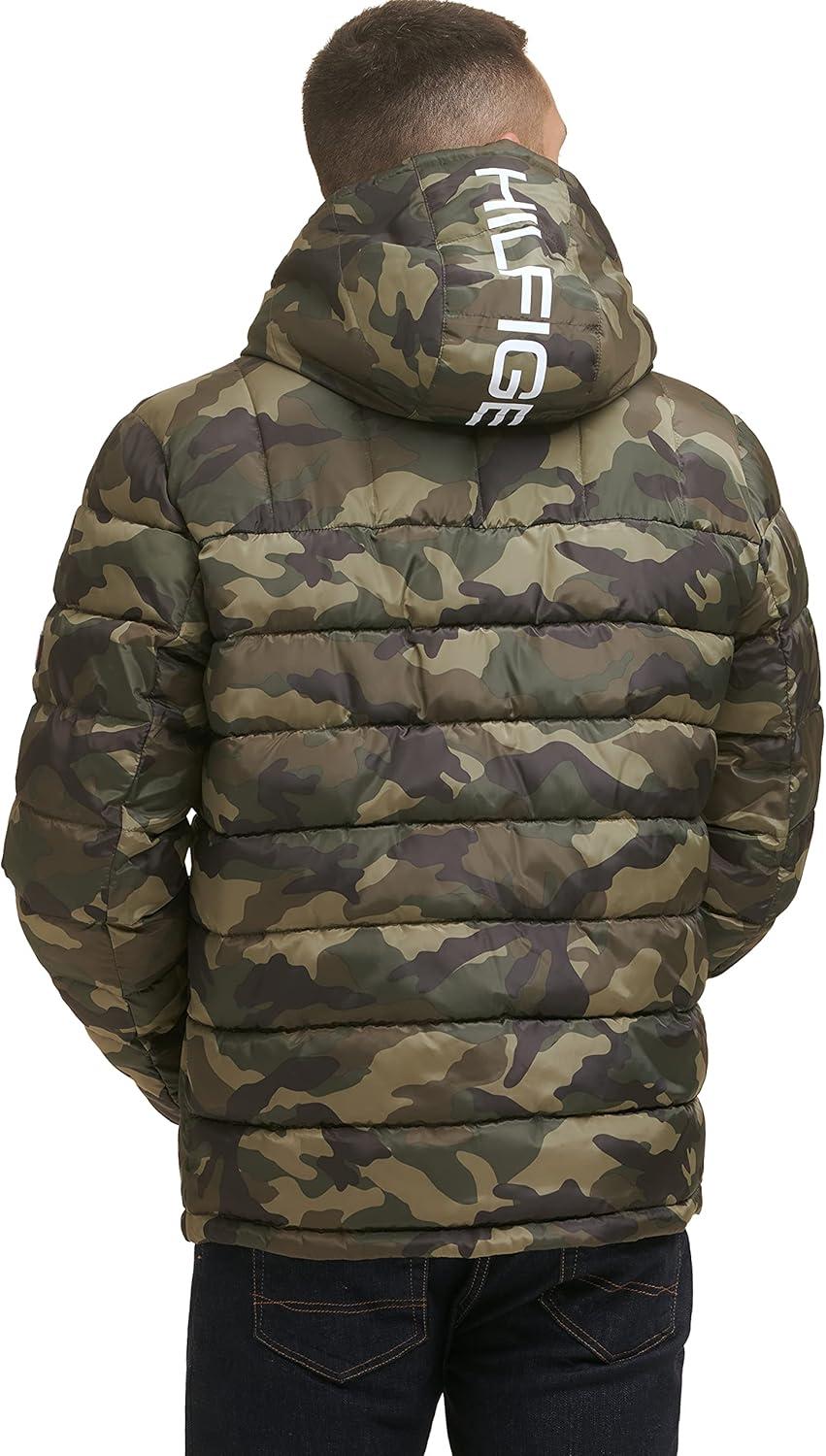 imageTommy Hilfiger Mens Midweight Sherpa Lined Hooded Water Resistant Puffer JacketCamouflage Tech