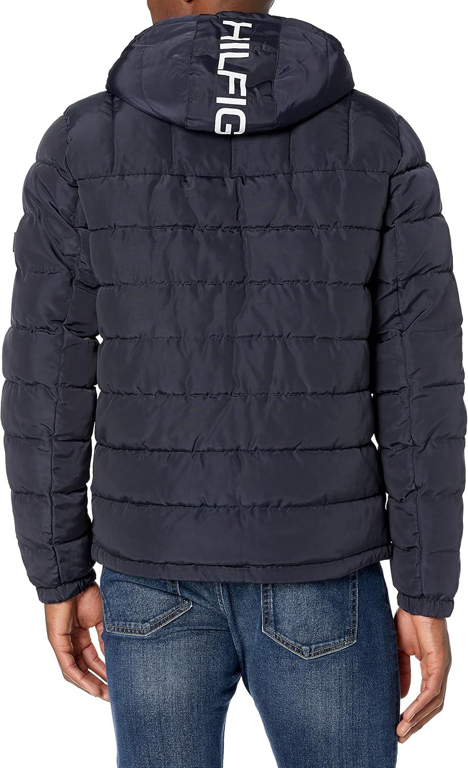 imageTommy Hilfiger Mens Midweight Sherpa Lined Hooded Water Resistant Puffer JacketMidnight Tech