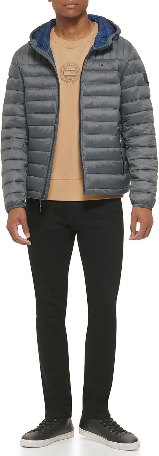 imageTommy Hilfiger Mens Water Resistant Ultra Loft Filled Hooded Puffer JacketCharcoal