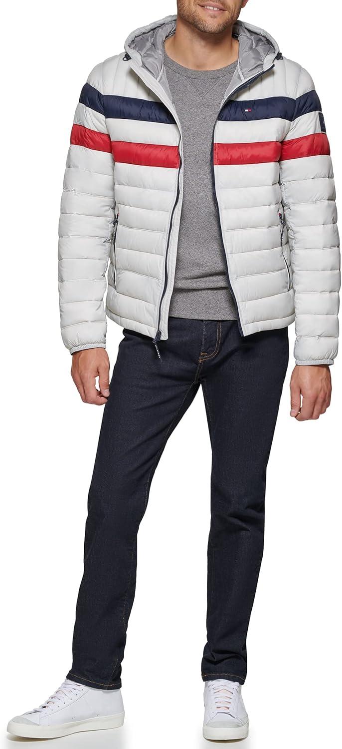 imageTommy Hilfiger Mens Water Resistant Ultra Loft Filled Hooded Puffer JacketIce Combo