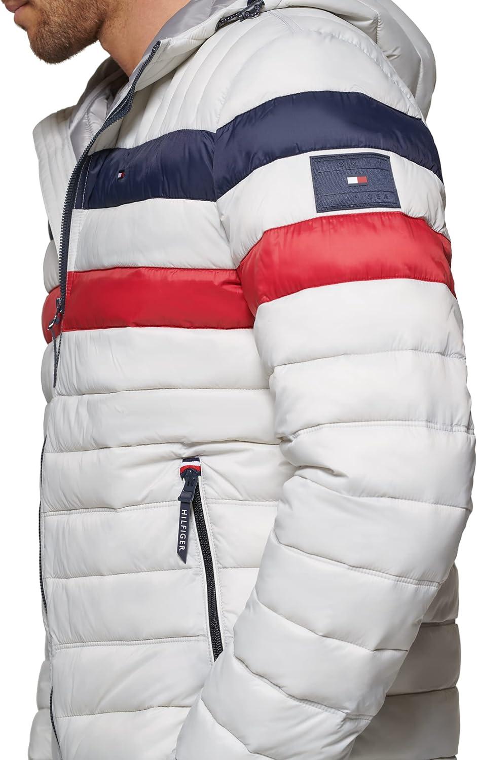 imageTommy Hilfiger Mens Water Resistant Ultra Loft Filled Hooded Puffer JacketIce Combo