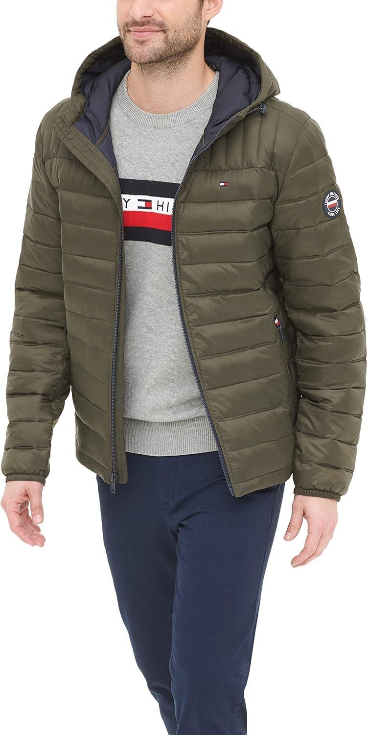 imageTommy Hilfiger Mens Water Resistant Ultra Loft Filled Hooded Puffer JacketOlive