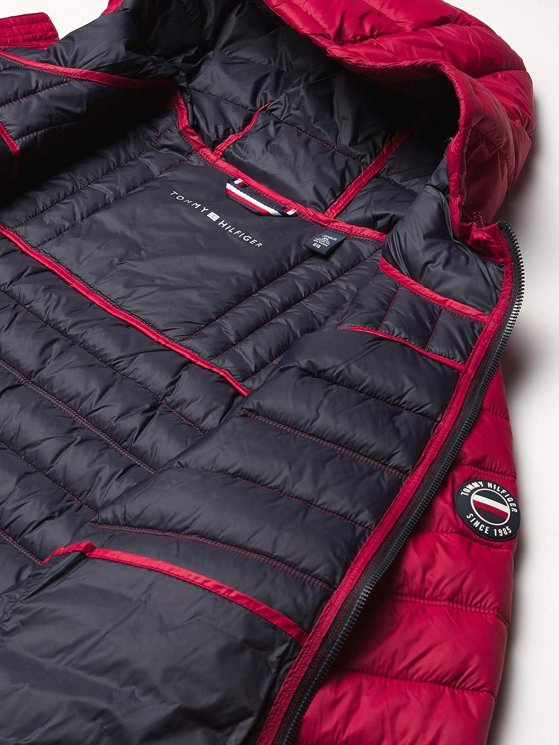 imageTommy Hilfiger Mens Water Resistant Ultra Loft Filled Hooded Puffer JacketRed Pepper