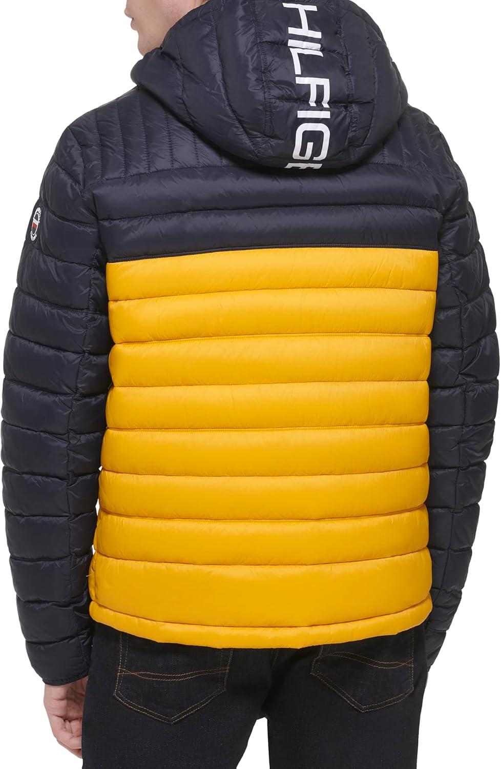 imageTommy Hilfiger Mens Water Resistant Ultra Loft Filled Hooded Puffer JacketShine Yellow