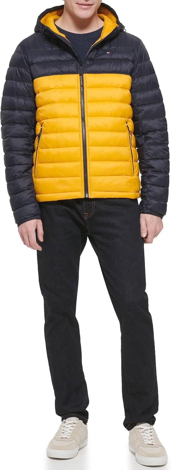 imageTommy Hilfiger Mens Water Resistant Ultra Loft Filled Hooded Puffer JacketShine Yellow