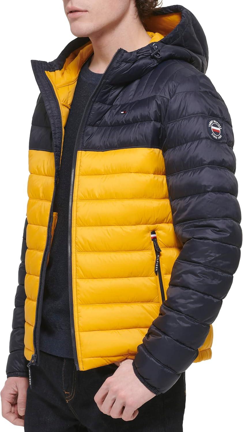 imageTommy Hilfiger Mens Water Resistant Ultra Loft Filled Hooded Puffer JacketShine Yellow