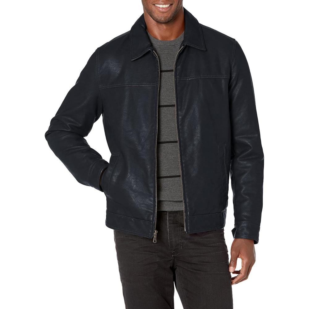 imageTommy Hilfiger Mens Classic Faux Leather JacketNavy