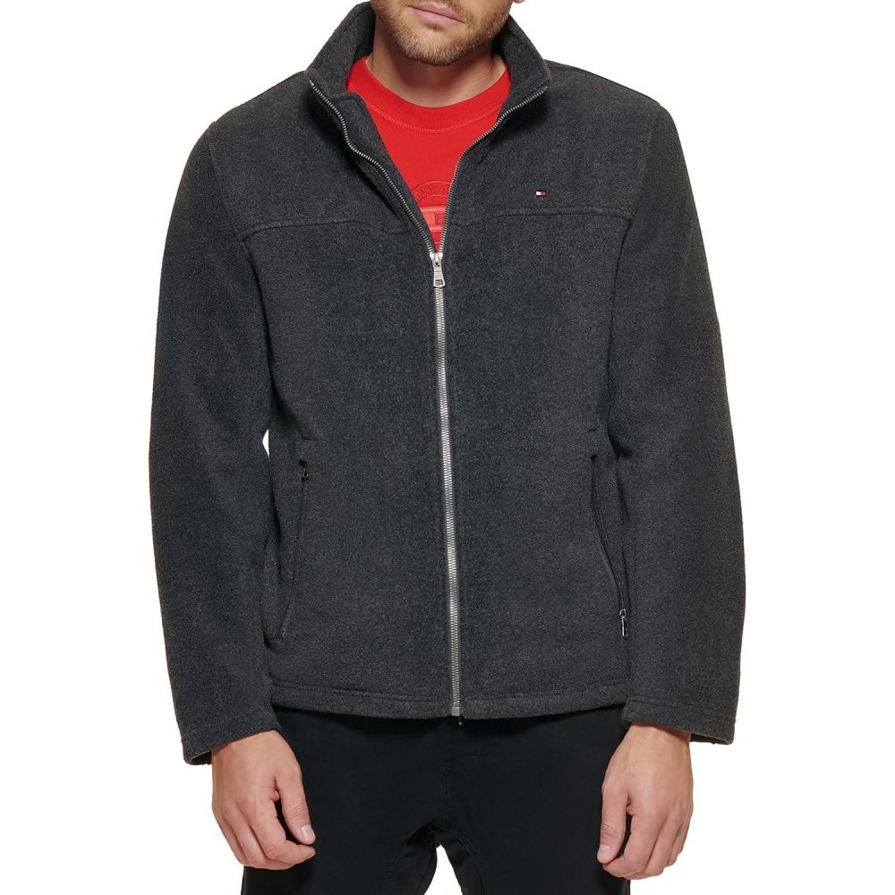 imageTommy Hilfiger Mens Classic Zip Front Polar Fleece JacketCharcoal