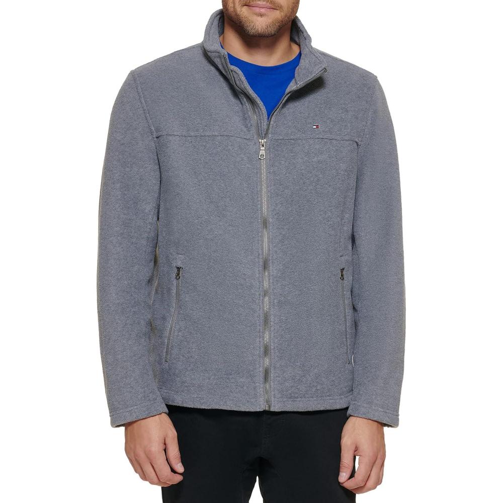 imageTommy Hilfiger Mens Classic Zip Front Polar Fleece JacketLight Grey