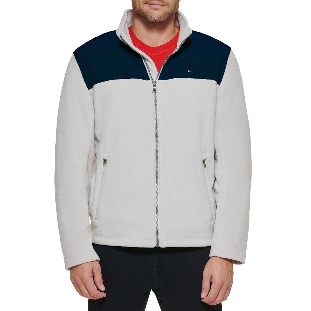 imageTommy Hilfiger Mens Classic Zip Front Polar Fleece JacketNavyIce