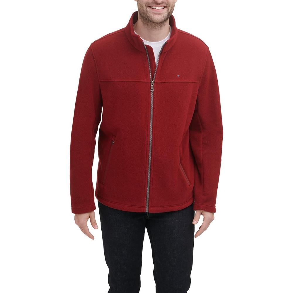 imageTommy Hilfiger Mens Classic Zip Front Polar Fleece JacketRed