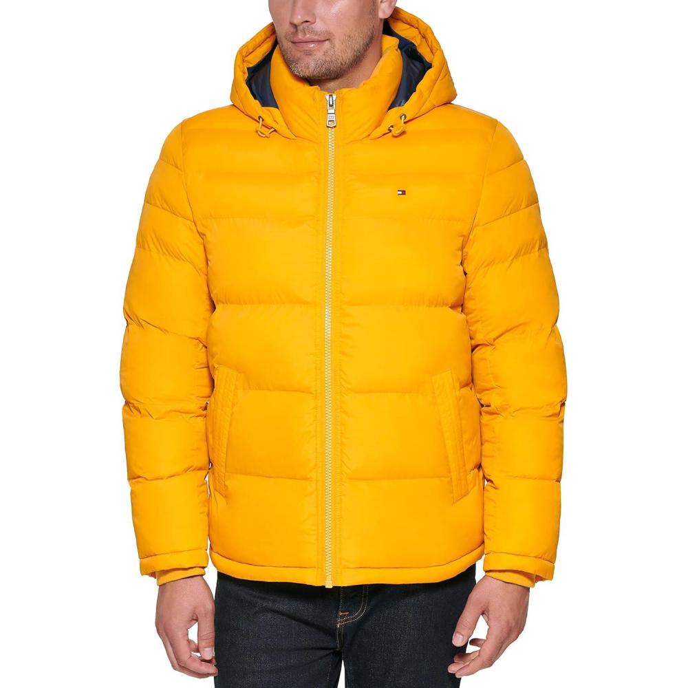 imageTommy Hilfiger Mens Down Alternative Hooded Puffer Jacket Standard and Big amp TallArctic Yellow
