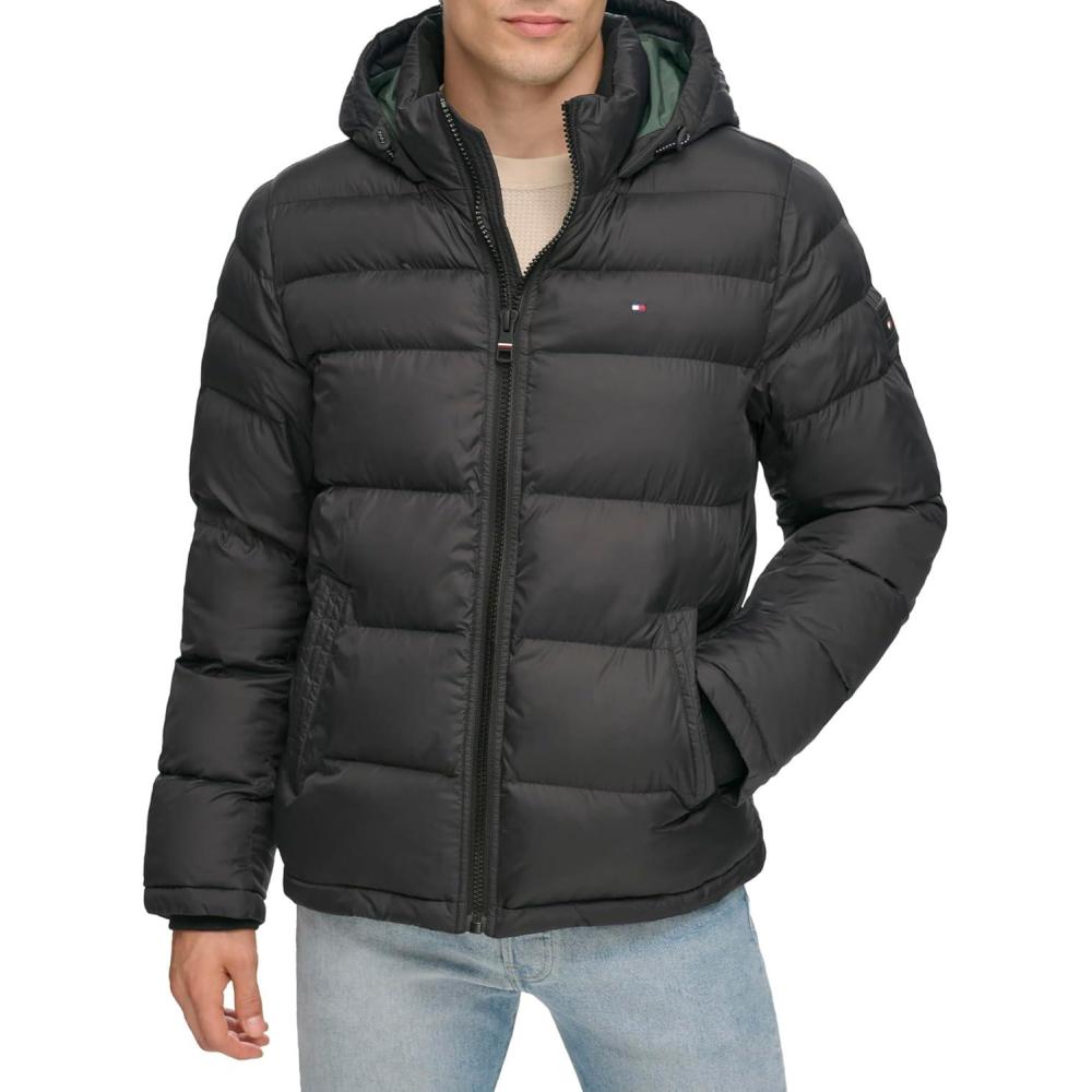 imageTommy Hilfiger Mens Down Alternative Hooded Puffer Jacket Standard and Big amp TallDeep Black