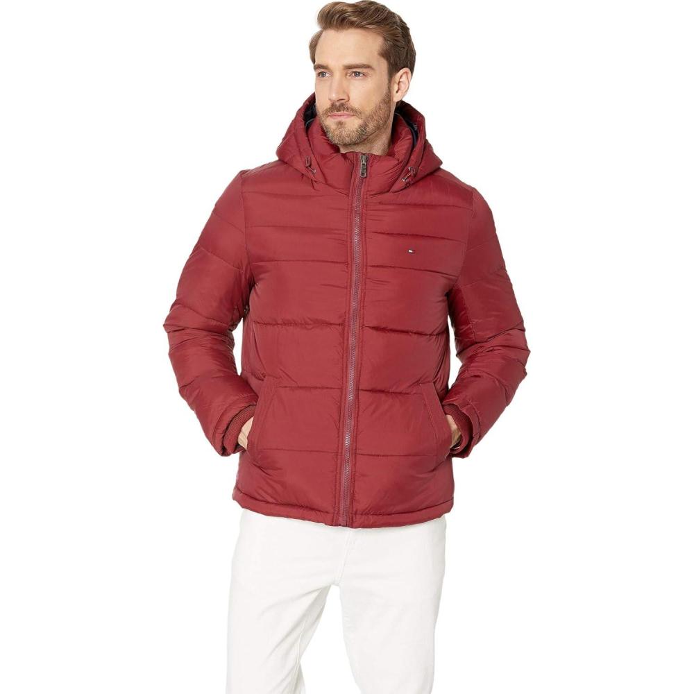 imageTommy Hilfiger Mens Down Alternative Hooded Puffer Jacket Standard and Big amp TallDeep Red