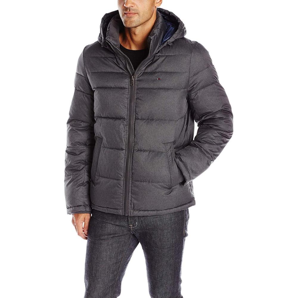imageTommy Hilfiger Mens Down Alternative Hooded Puffer Jacket Standard and Big amp TallHeather Charcoal
