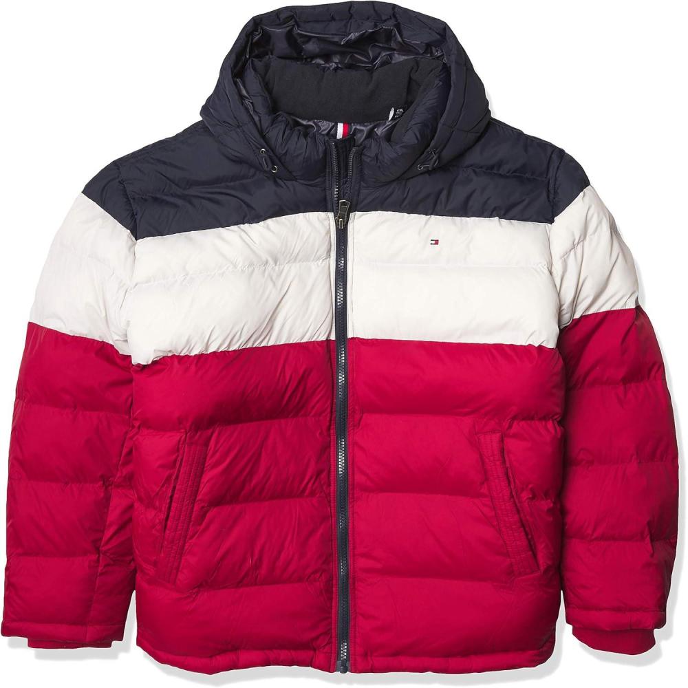 imageTommy Hilfiger Mens Down Alternative Hooded Puffer Jacket Standard and Big amp TallMidnightIceRed