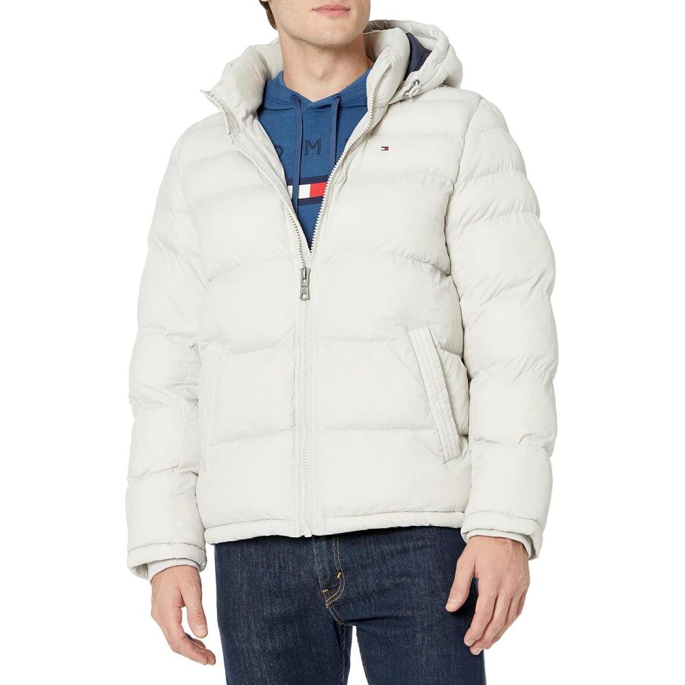 imageTommy Hilfiger Mens Down Alternative Hooded Puffer Jacket Standard and Big amp TallNew Ice