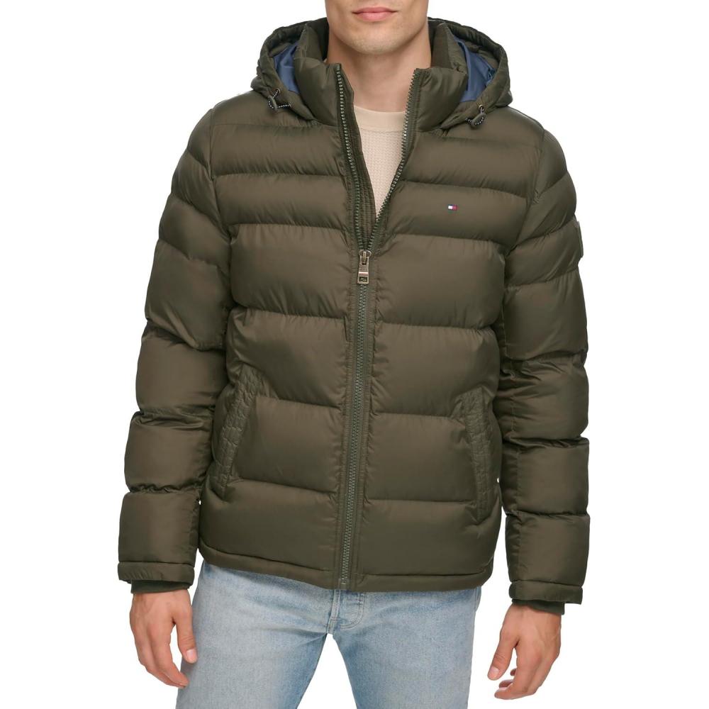 imageTommy Hilfiger Mens Down Alternative Hooded Puffer Jacket Standard and Big amp TallOlive
