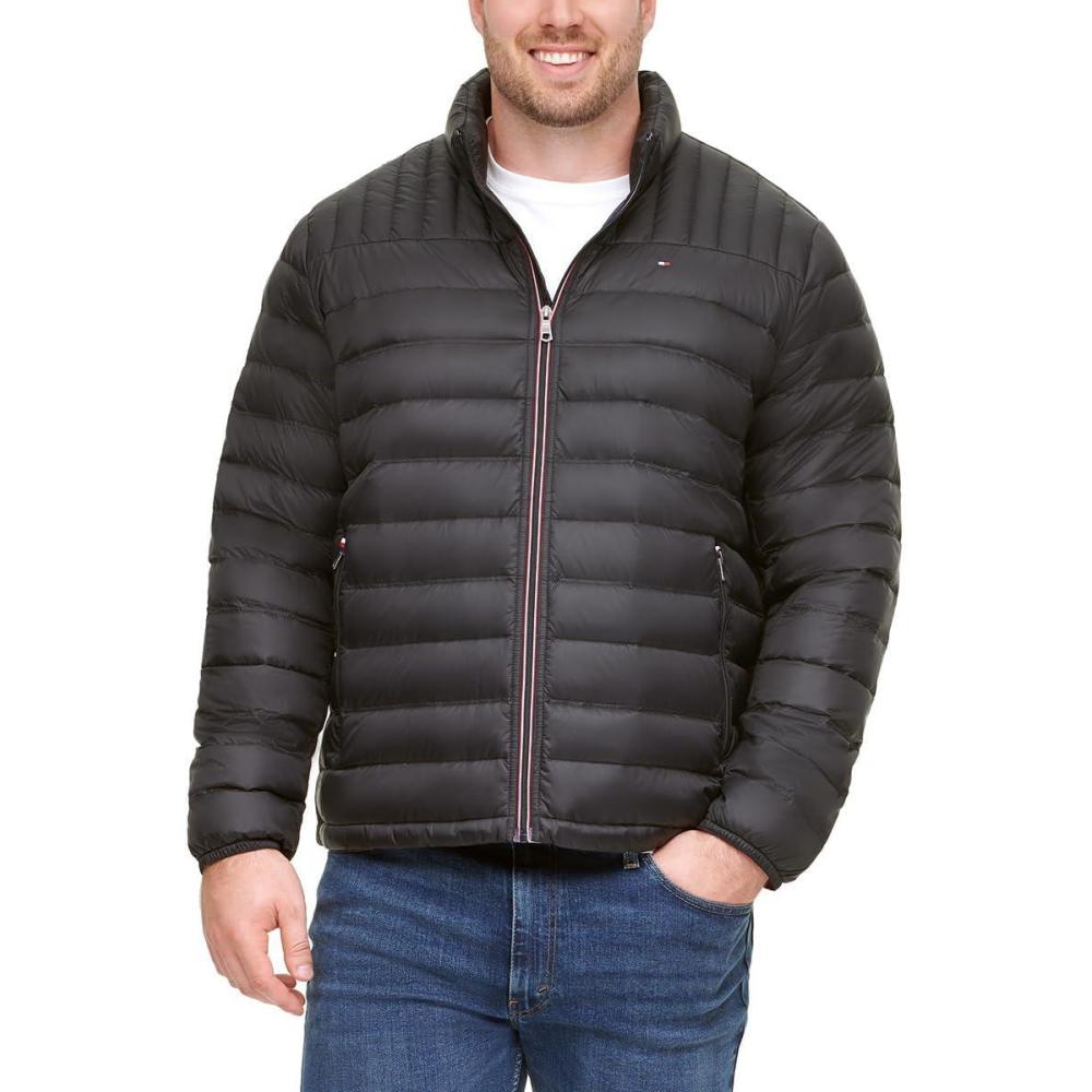 imageTommy Hilfiger Mens Embroidered Logo Puffer JacketBlack
