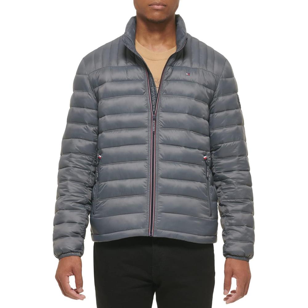 imageTommy Hilfiger Mens Embroidered Logo Puffer JacketCharcoal