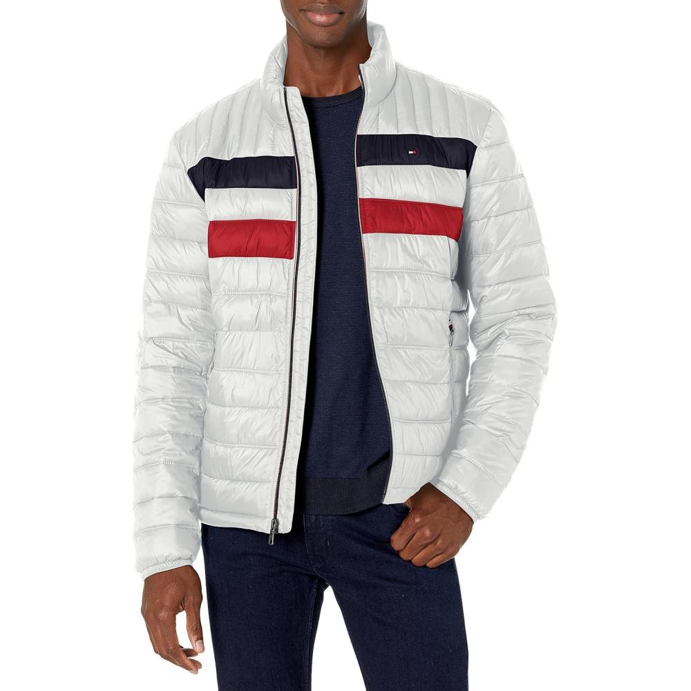 imageTommy Hilfiger Mens Embroidered Logo Puffer JacketIce Colorblock