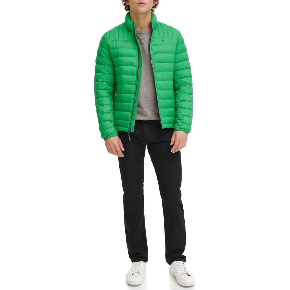 imageTommy Hilfiger Mens Embroidered Logo Puffer JacketJelly Bean Green