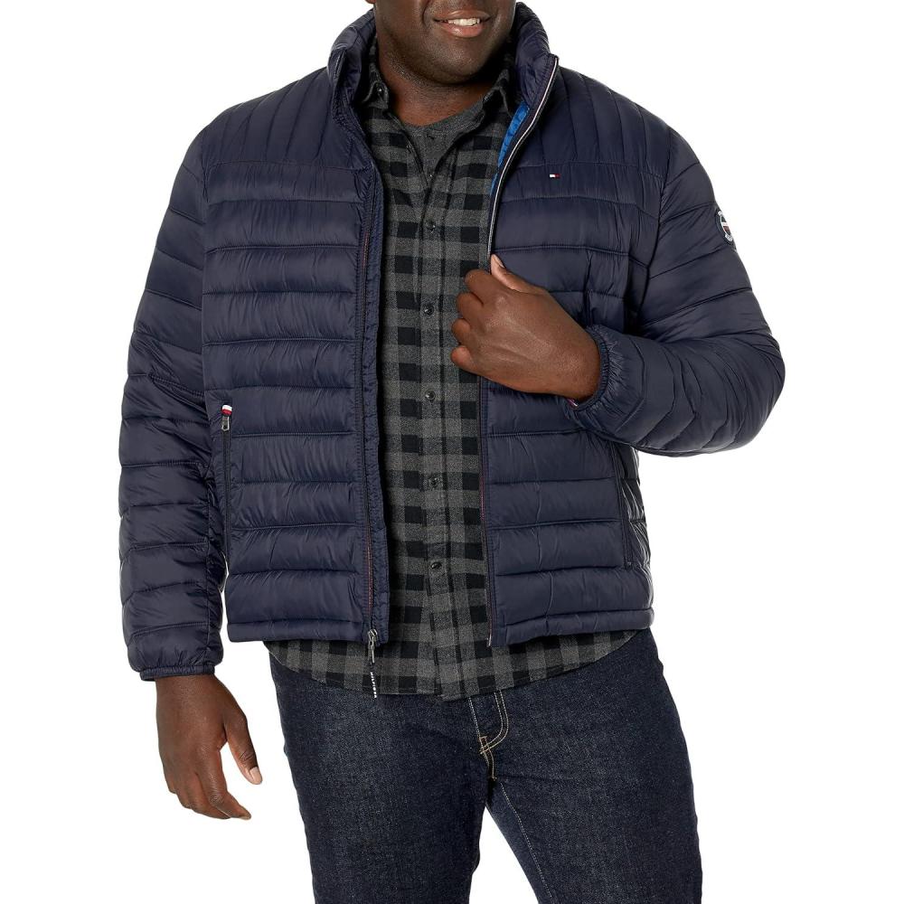 imageTommy Hilfiger Mens Embroidered Logo Puffer JacketMidnight