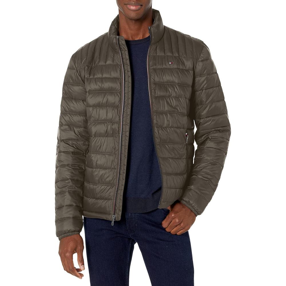 imageTommy Hilfiger Mens Embroidered Logo Puffer JacketOlive