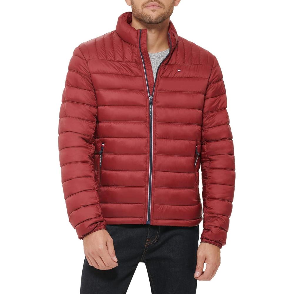 imageTommy Hilfiger Mens Embroidered Logo Puffer JacketRed