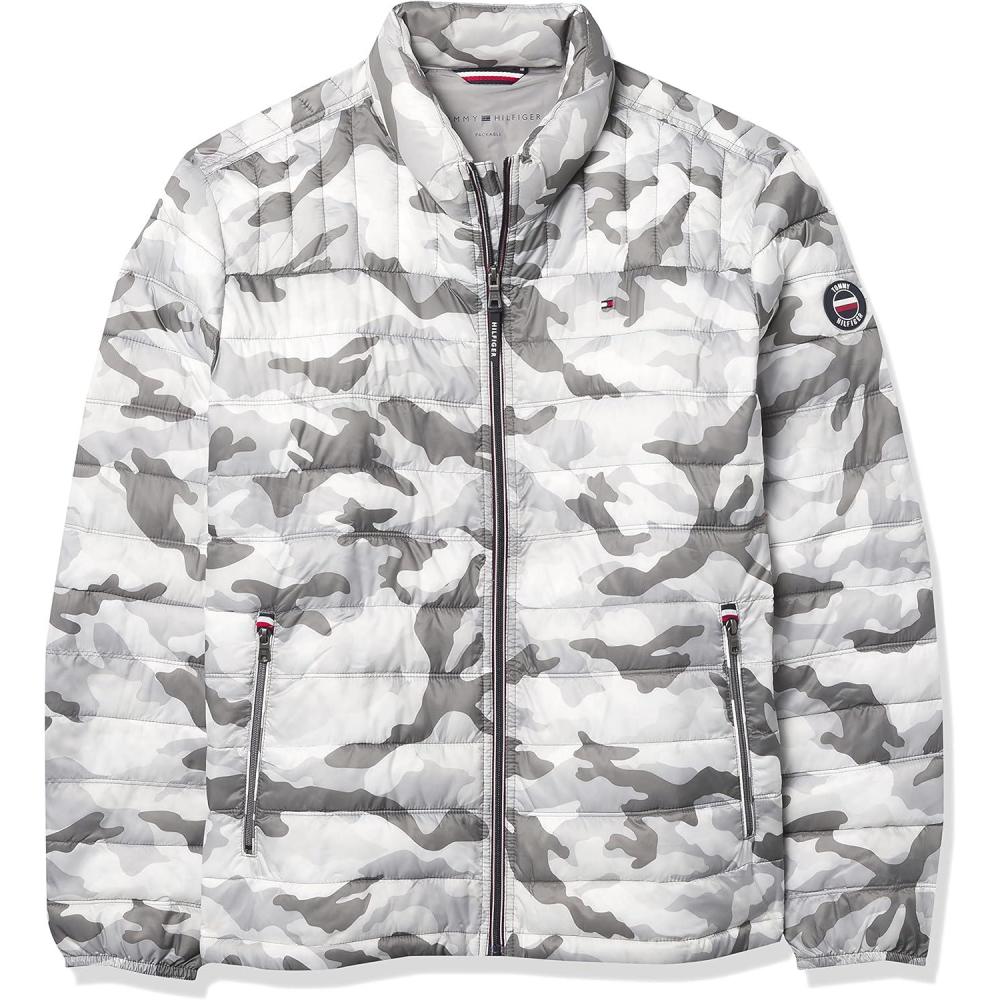 imageTommy Hilfiger Mens Embroidered Logo Puffer JacketWhite Camouflage