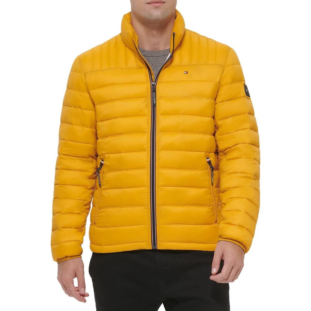 imageTommy Hilfiger Mens Embroidered Logo Puffer JacketYellow Gold