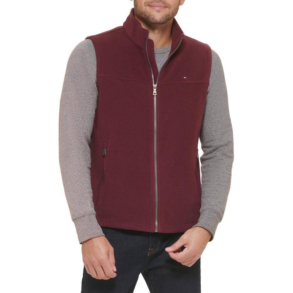 imageTommy Hilfiger Mens Lightweight Polar Fleece VestBurgundy