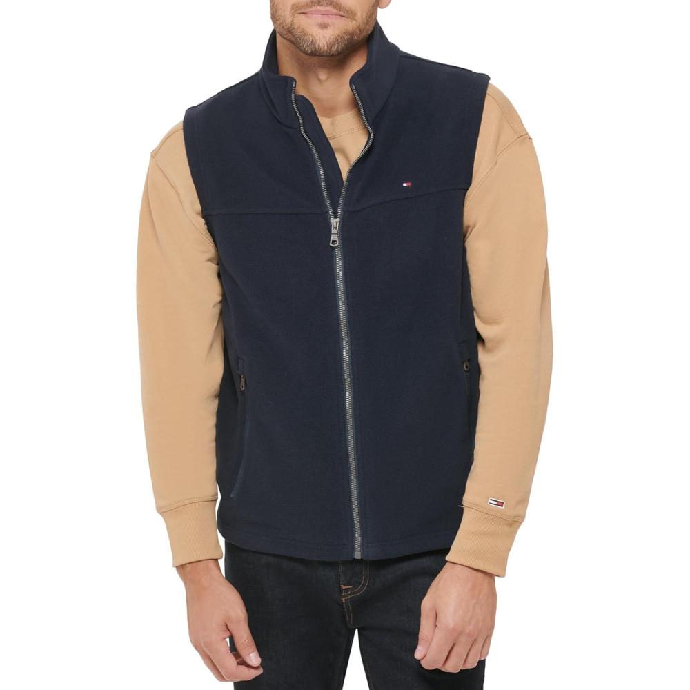 imageTommy Hilfiger Mens Lightweight Polar Fleece VestNavy