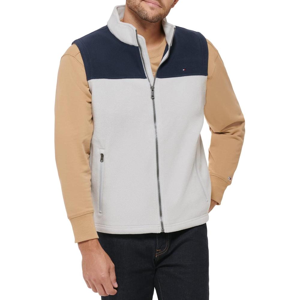 imageTommy Hilfiger Mens Lightweight Polar Fleece VestNavyIce