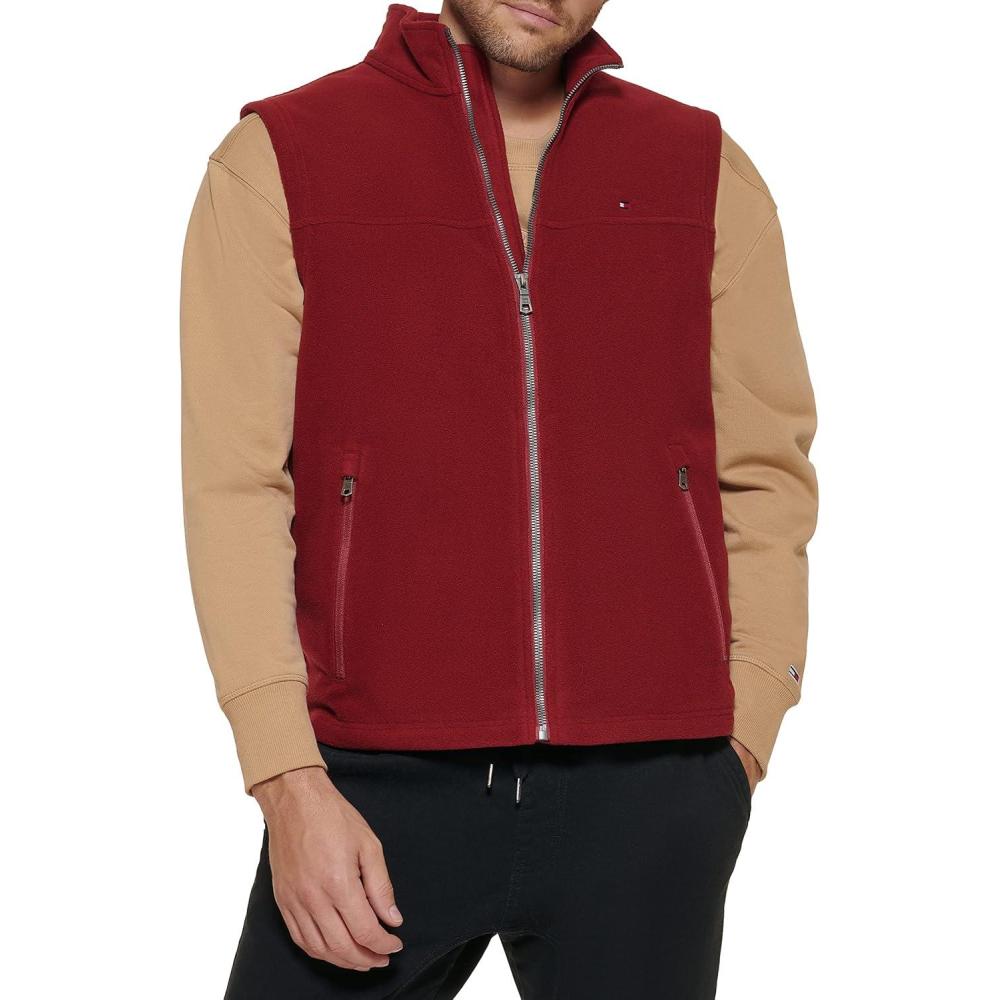 imageTommy Hilfiger Mens Lightweight Polar Fleece VestRed