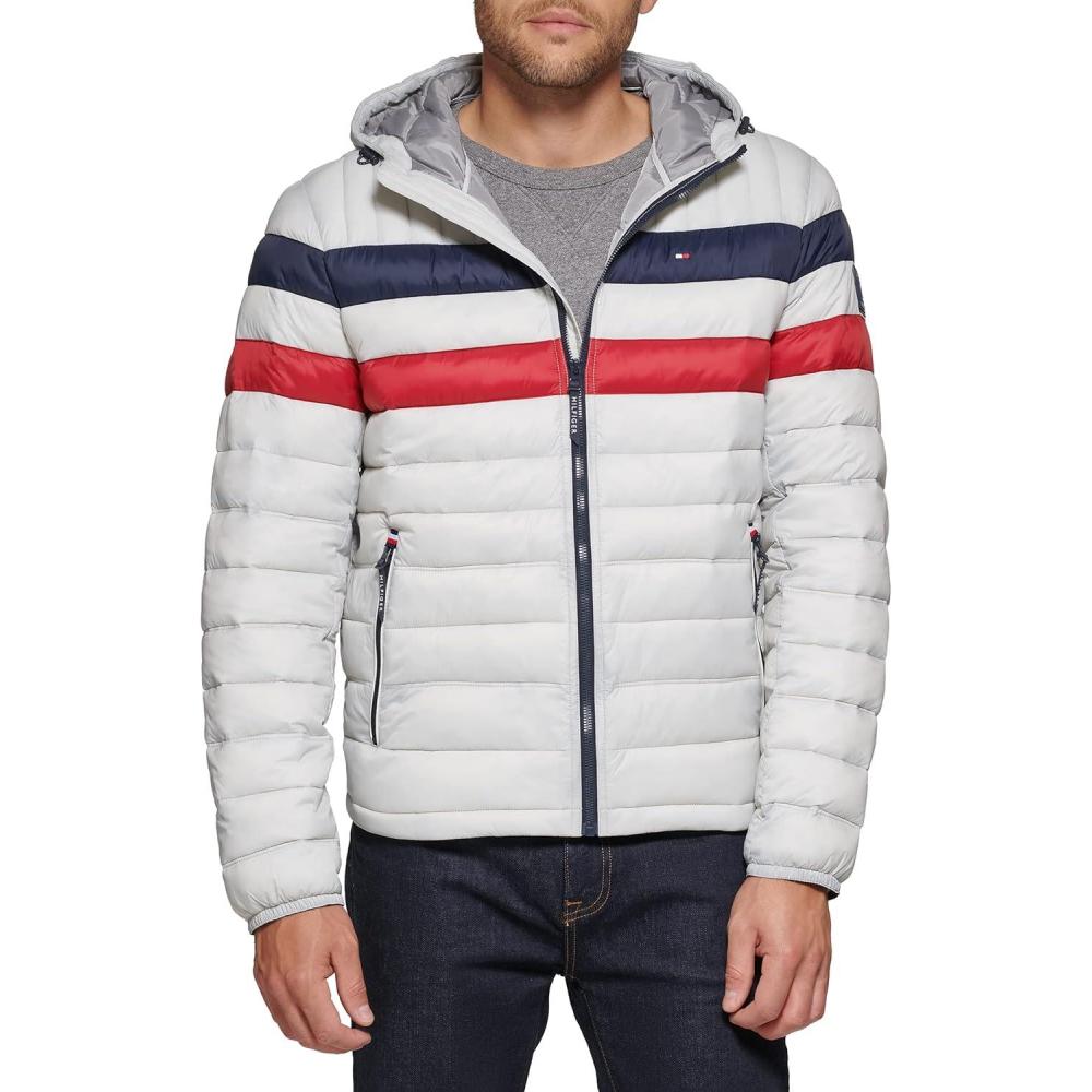 imageTommy Hilfiger Mens Water Resistant Ultra Loft Filled Hooded Puffer JacketIce Combo