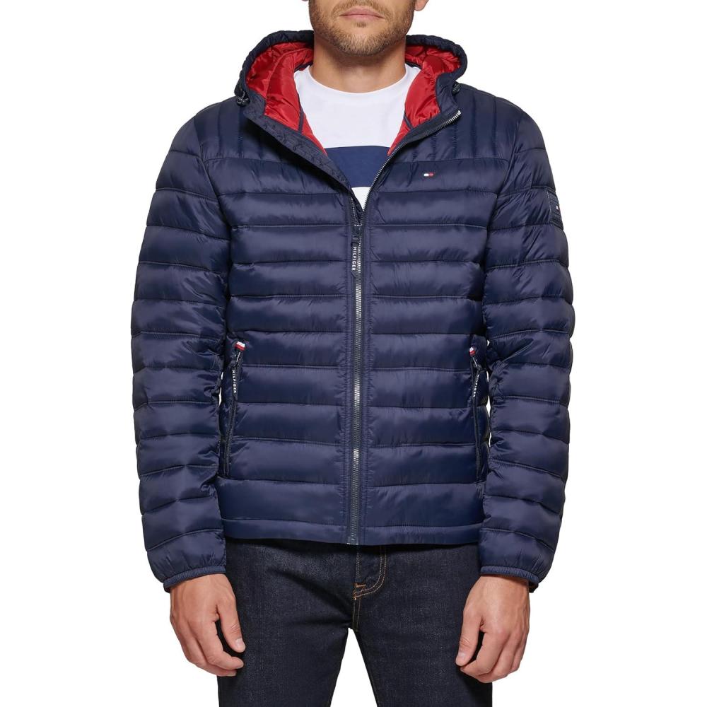 imageTommy Hilfiger Mens Water Resistant Ultra Loft Filled Hooded Puffer JacketMidnight