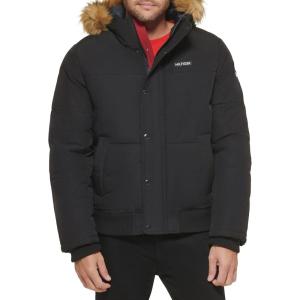Tommy Hilfiger Men’s Arctic Cloth Quilted Snorkel Bomber Jacket (Standard and Big & Tall)(Black Tech)