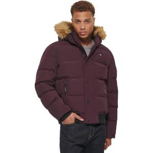 Tommy Hilfiger Men’s Arctic Cloth Quilted Snorkel Bomber Jacket (Standard and Big & Tall)(Burgundy)