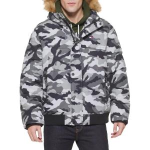Tommy Hilfiger Men’s Arctic Cloth Quilted Snorkel Bomber Jacket (Standard and Big & Tall)(Grey Camo)