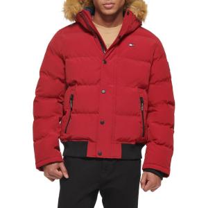 Tommy Hilfiger Men’s Arctic Cloth Quilted Snorkel Bomber Jacket (Standard and Big & Tall)(Red)