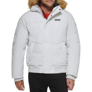 Tommy Hilfiger Men’s Arctic Cloth Quilted Snorkel Bomber Jacket (Standard and Big & Tall)(White Tech)