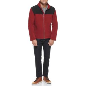 Tommy Hilfiger Men’s Classic Zip Front Polar Fleece Jacket(Black/Red)