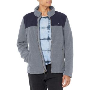 Tommy Hilfiger Men’s Classic Zip Front Polar Fleece Jacket(Navy/Light Grey)
