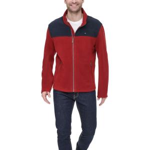 Tommy Hilfiger Men’s Classic Zip Front Polar Fleece Jacket(Navy/Red)