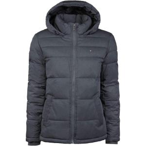Tommy Hilfiger Men’s Down Alternative Hooded Puffer Jacket (Standard and Big & Tall)(Heather Navy)
