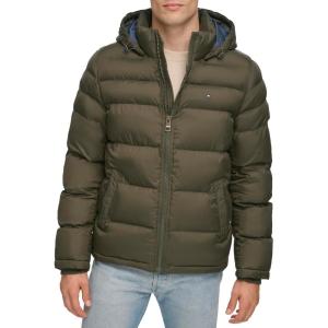 Tommy Hilfiger Men’s Down Alternative Hooded Puffer Jacket (Standard and Big & Tall)(Olive)