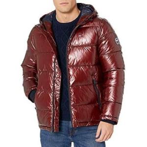 Tommy Hilfiger Men’s Down Alternative Hooded Puffer Jacket (Standard and Big & Tall)(Pearlized Red)