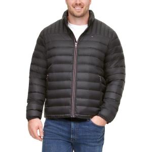 Tommy Hilfiger Mens Embroidered Logo Puffer Jacket(Black)