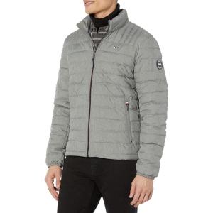Tommy Hilfiger Mens Embroidered Logo Puffer Jacket(Cement)